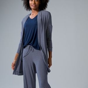 Soma Cool Nights Blue Striped Long Sleeve Duster